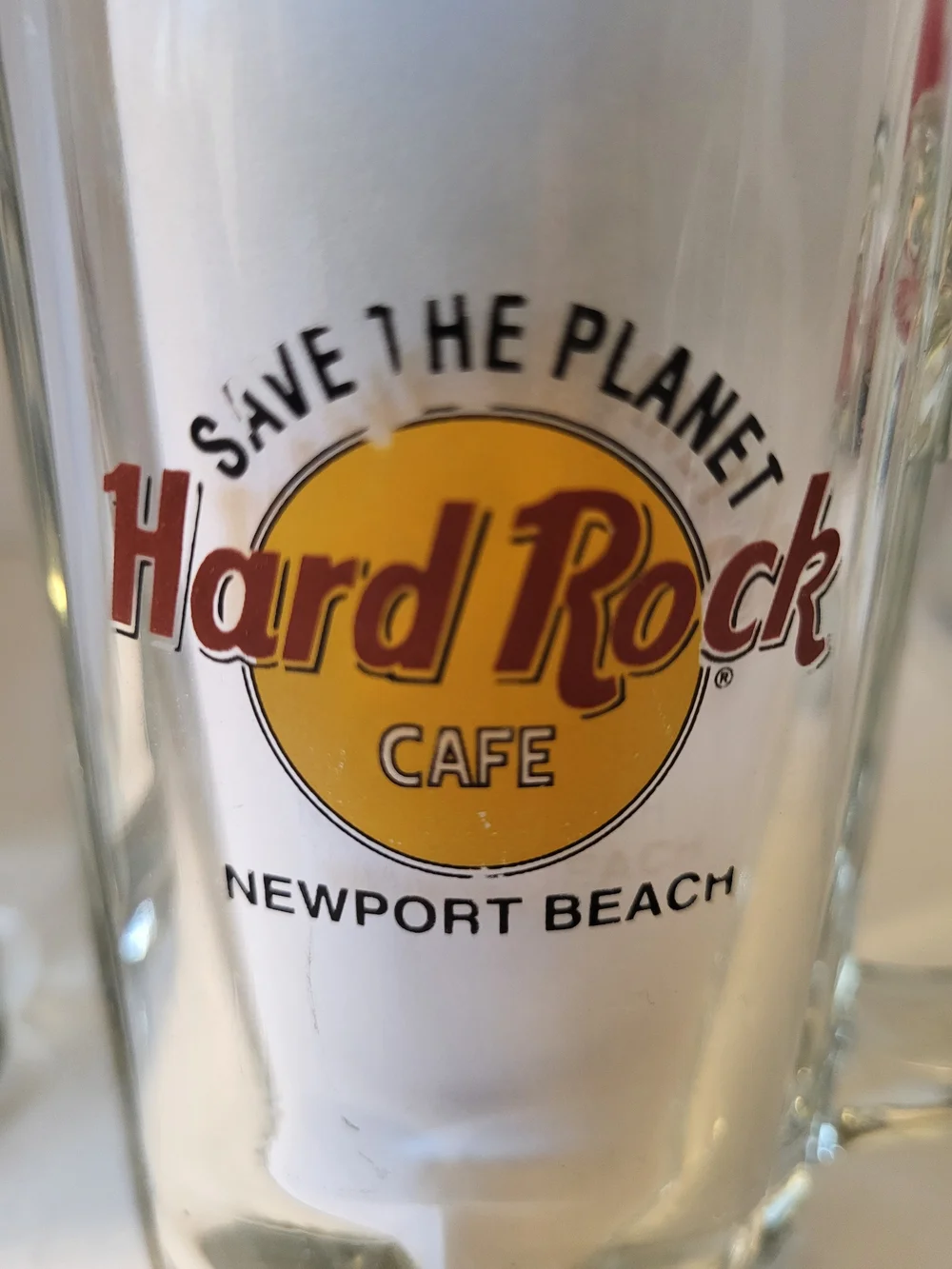 Hard Rock Cafe Newport Beach Logo Glass Beer Mug S/2 6